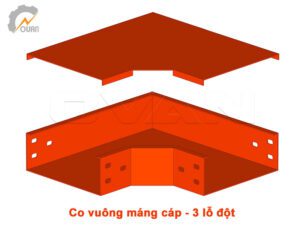 Phụ kiện co vuông máng cáp 3 lỗ đột